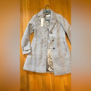 Calvin Klein button heather grey wool blend silk lined xs women’s coat